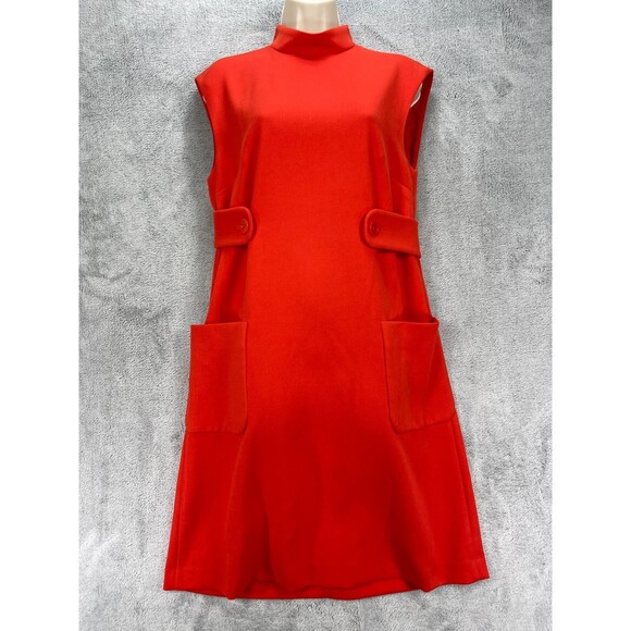 The J. Peterman Nora Shift Dress Womens XS Burnt Orange Stretch Twill Back Zip - Picture 1 of 15